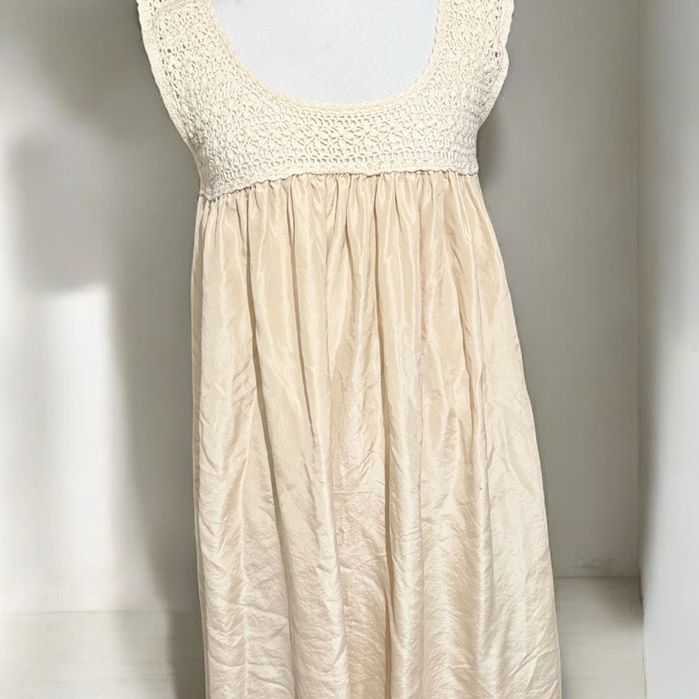 Susana Monaco Cream Crochet Bodice Dress – Boho Cottagecore Style